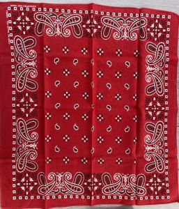 Vintage RED Bandana Paisley Fast Color Tower RN13960 Handkerchief Selvedge
