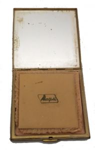 VTG 1940s Metalfield Powder Mirror Compact ''EJ'' Monogram Enameled Rhinestones - Fashionconstellate.com