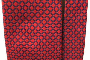 Longchamps  Mens Vintage Necktie Polyester Red Blue Geometric 1970s 4.5'' Wide - Fashionconstellate.com