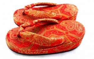 Japanese Thongs Antique Childrens Shoes   Red Damask Provenance - Fashionconstellate.com