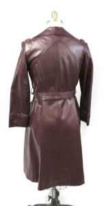 Vintage 1970s Womens Trench Coat Purple Cordovan Leather 1970S S/M Lynn Hayes - Fashionconstellate.com