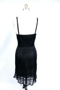 Vintage Black Enka Nylon Full Dress Slip Crystal Pleated Chiffon NOS SZ 34 & 36 - Fashionconstellate.com