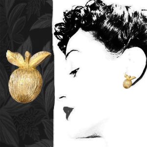 1960s Apple Clip Earrings Goldtone Sarah Coventry Vintage Clipons -Applecore