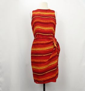 90s Dress Red Stripe Sleeveless Faux Wrap by Jones New Work | Vintage 8 Petite