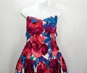 80s Dress Strapless Floral Party by Patty O'Neil | Vintage Misses 10 - Fashionconstellate.com