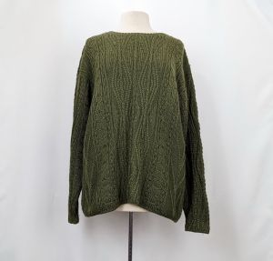 80s Sweater Green Wool Chunky Knit Pullover Irish by LL Bean | Vintage Misses L