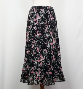 Y2K Skirt Black Pink White Floral Print by East 5th | Vintage Misses 10