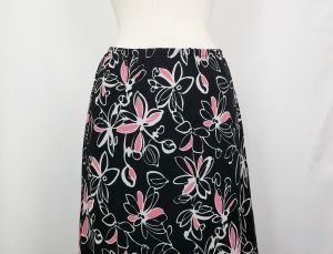 Y2K Skirt Black Pink White Floral Print by East 5th | Vintage Misses 10 - Fashionconstellate.com