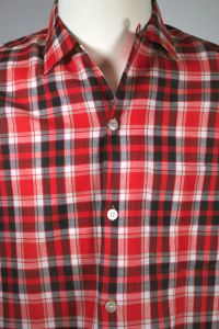 Deadstock red plaid cotton 1950s mens shirt by Envoy | L 16-6.5 - Fashionconstellate.com