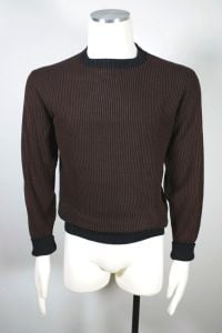Black brown ribbed mens sweater 1950s-60s | S-M