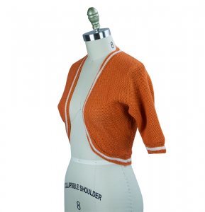 50s Burnt Orange and White Wool Shrug Sweater by Glentex, Sz S - Fashionconstellate.com