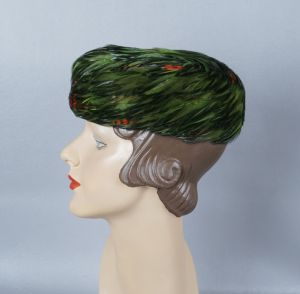 60s Green Feather Pillbox Hat by Sidneys - Fashionconstellate.com