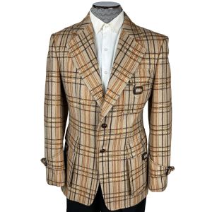 Vintage 1970s Plaid Wool Sport Coat Dandy Fashion Jacket