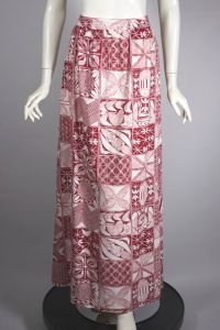 Batik-style cotton novelty print birds 70s maxi skirt | S