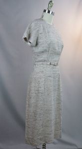 50s Beige Nubby Dress and Jacket by Miss Tall America, B38 W28, Sz M-L - Fashionconstellate.com
