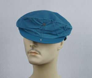 Vintage Mans Hat Teal Canvas Adjustable Flat Cap, Snap Brim, Sz M L NOS - Fashionconstellate.com