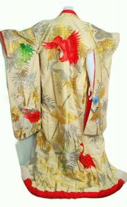 1940s Japanese Wedding/Ceremonial Embroidered Silk Uchikake Kimono Robe - Fashionconstellate.com