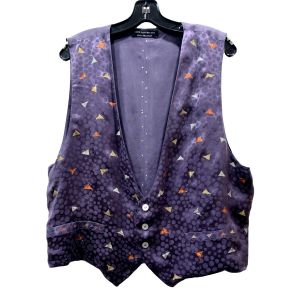 90s Hand Painted Smoky Purple Silk Vest  - Fashionconstellate.com