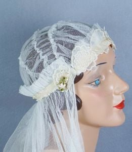 1920's White Net Wedding Veil - Fashionconstellate.com