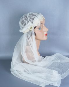 1920's White Net Wedding Veil