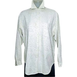 1990s Oversized Cotton Damask Shirt Pale Green Button Down for Women, Preppy Academia - Fashionconstellate.com