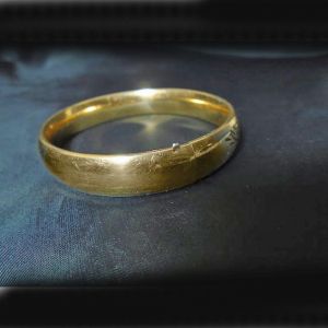 Gold Filled Clamper Bangle- Etched Floral Engraving dated 4 -11- 81 - Fashionconstellate.com