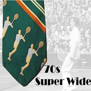 1970s Wide Tie Tennis Player VFG Sports Necktie - Over 4 Inches