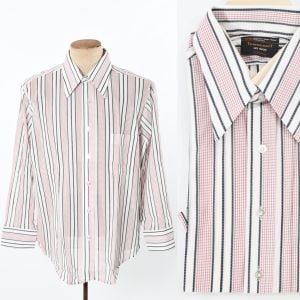 Sheer White Red Black Striped Funky Button Down Shirt