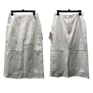 90s Luxury White Leather Midi Length Straight Skirt  - Fashionconstellate.com
