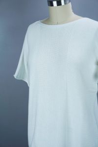NOS White Cotton Knit Short Sleeve Sweater by Pendleton, Sz XL - Fashionconstellate.com
