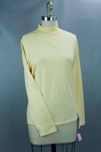 Pale Yellow Silk Turtleneck Sweater by Pendleton, Deadstock with Tags, Sz 